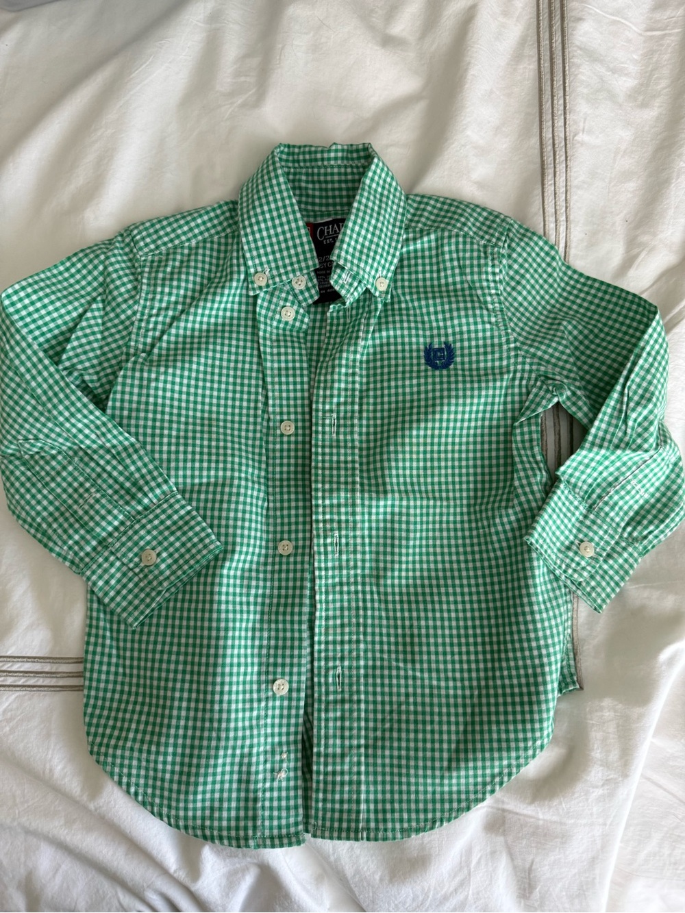 Boys Chaps Green Gingham Button-Down Shirt